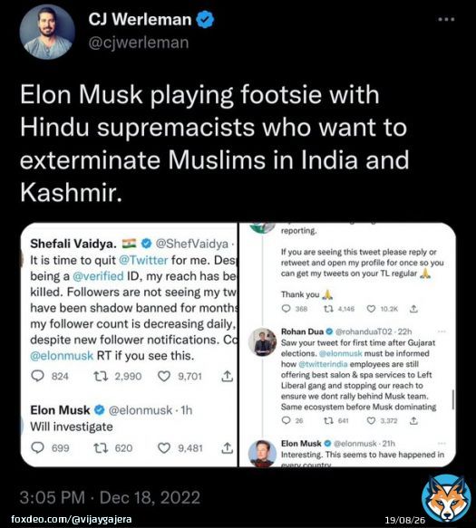 This is how they are putting our life at risk. We are fighting against misinformation against Hindus and India so they declared us Hindu supremacists. It's clear misinformation that we want to exterminate Muslims in India.