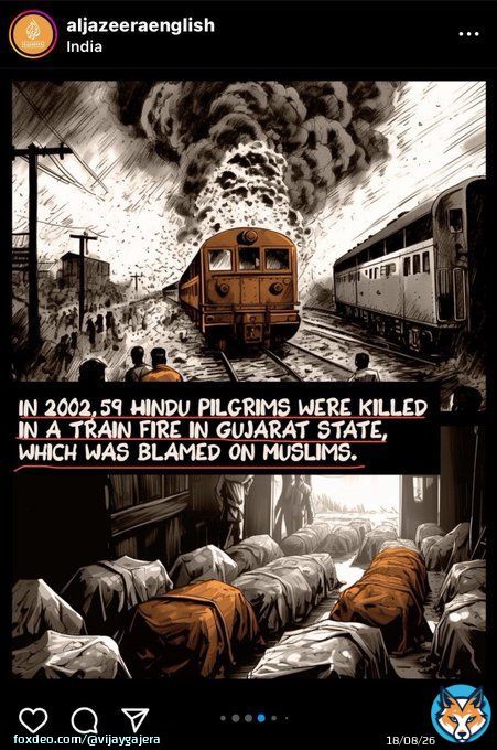 Just look at this shameless of radical Qatar government-funded anti-Hindu and anti-India Aljazeera.  They are saying that 59 Karsevk was burnt alive in 2002 was just a train fire and later Muslims were blamed for it!  I don't know why this people havve licence to run their&hellip;