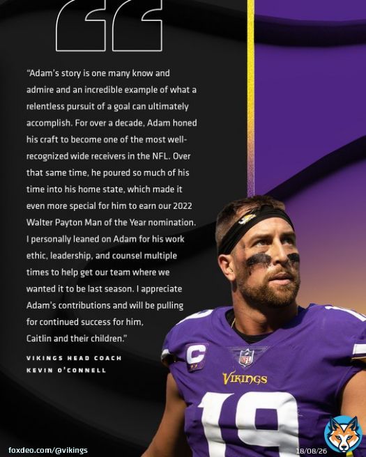Statement from Head Coach Kevin O'Connell on WR Adam Thielen
