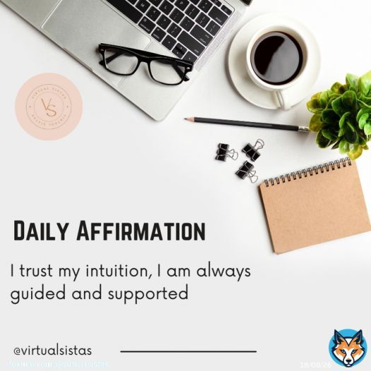 Daily Affirmation . I trust my intuition, I am always guided and supported . . . . . . . #virtualsistas #virtualcommunity #smallbusinessowners #womeninbusiness #workfromhome #homebasedbusiness #lifestyleblogger #elegantwoman #femininitycoach  #goddessglowup #blackgirlmagic