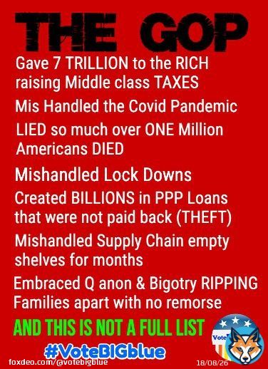The GOP crashed our Economy and Supply Chain (remember no toilet paper etc?) by mishandling The Covid Pandemic. This mess- all of it- is on them and its also not the full list.   WHAT WOULD YOU ADD?  #VoteBIGblue
