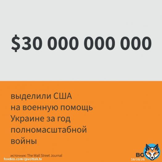 The Wall Street Journal подсчитал, что с начала полномасштабного российского вторжения в Украину Вашингтон выделил более 30 млрд долларов на военную помощь Киеву. О первом пакете помощи президент США Джо Байден объявил 26 февраля 2022 года