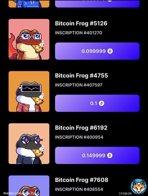 Bitcoin Frog @BitcoinFrogs BTC pizza mouth trait floor price is at 0.099 btc!! Is it a thing?   NFA and DYOR  #ORDINALS #BRC20