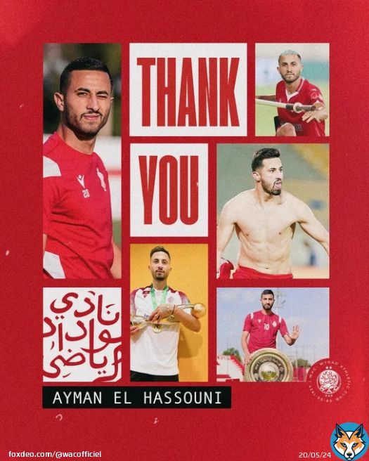 Thank you, Ayman El Hassouni  !  After 8 incredible years with our team, we bid farewell to a true talent and a product of our football academy. Wishing you the best in your new journey!   #DimaWydad