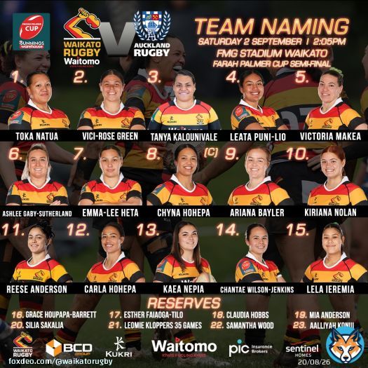WAITOMO GROUP: WAIKATO FPC TEAM NAMING Semi-Final Squad. Here is your Waitomo Group: Waikato FPC team to host Auckalnd Storm at FMG Stadium Waikato, in a FPC semi-final, tomorrow (September 2), kickoff 2.05pm. For more on the squad