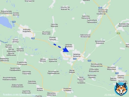 Kharkiv-Reports of Ukrainian offensive towards Balakliya fighting continues in the Verbivka area.