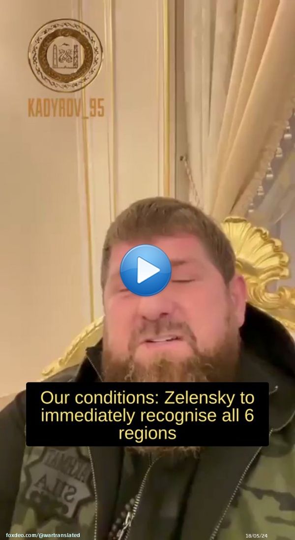 Kadyrov once again threatened all the satanists of the world with punishment, saying Russia has enough forces and means.  Earlier in the video (didn't make the cut) he also says he won't stop his military activity even if Putin puts a halt to the 'sp'special operation'.2:1982.5K views