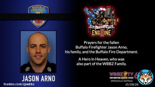 WNY is mourning the loss of fallen #Buffalo #firefighter Jason Arno who lost his life Wed. fighting a fire. Jason was a part of our @WBBZ station family, nephew of owner Phil Arno. Phil notes Jason was a great man, and a true hero.  Prayers for the family, & the Buffalo Fire Dept