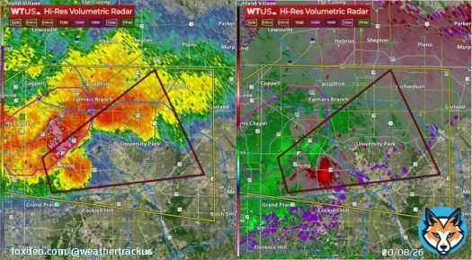 Tornado Warning for North Dallas County, TX until 5:30pm CDT.  Take cover now! A tornado is likely developing.  #txwx #dfwwx #dallas #tornadowarning