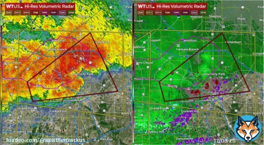 Tornadic storm in northern Dallas County continues... Much broader, messier circulation which is good news for the area... #dfwwx #txwx