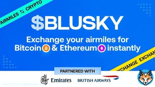 It's coming! A game-changing token with a real utility.  Exchange your airmiles to BTC & ETH instantly.  #BLUSKY #Aviation #Ethereum #Bitcoin #web3 #Crypto