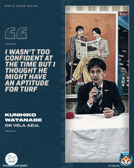 Japan Cup winner VELA AZUL is multi-talented!   He ran, and won, on dirt before switching to the turf earlier this year   Dirt: 16 runs, 2 wins  This is what his trainer Kunihiko Watanabe had to say   #JapanCup #ヴェラアズール #ジャパンカップ