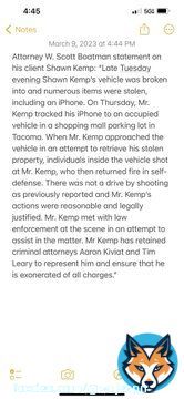 Attorney Scott Boatman statement on his client Shawn Kemp: