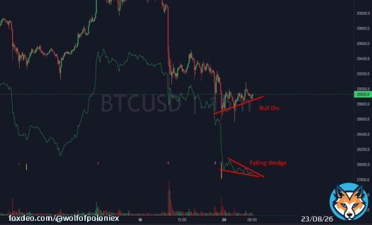 Bounce on #bitcoin inc. Bullish Divergence + Falling Wedge on CVD. Market is oversold. Note: I am not trading this. I'm sitting in my swing shorts.
