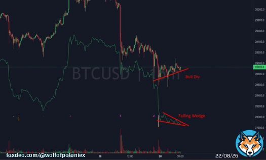 Bounce on #bitcoin inc.  Bullish Divergence + Falling Wedge on CVD. Market is oversold.  Note: I am not trading this. I'm sitting in my swing shorts.