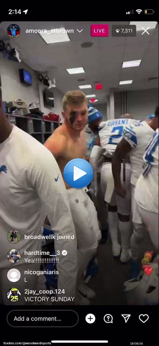 The Lions locker room is BUZZIN after their win over the Giants #OnePride