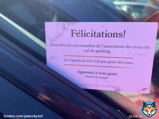 Vu sur une bagnole sur le parking d&rsquo;un hypermarch&eacute; de ma ville. J&rsquo;m&rsquo;en remet pas&hellip;  Quel g&eacute;nie le mec qui a pondu &ccedil;a. Y&rsquo;a qu&rsquo;en Belgique que tu vois &ccedil;a. Quel pays !