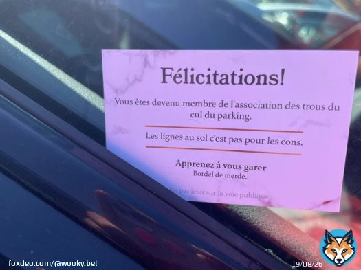Vu sur une bagnole sur le parking d&rsquo;un hypermarch&eacute; de ma ville. J&rsquo;m&rsquo;en remet pas&hellip;  Quel g&eacute;nie le mec qui a pondu &ccedil;a. Y&rsquo;a qu&rsquo;en Belgique que tu vois &ccedil;a. Quel pays !