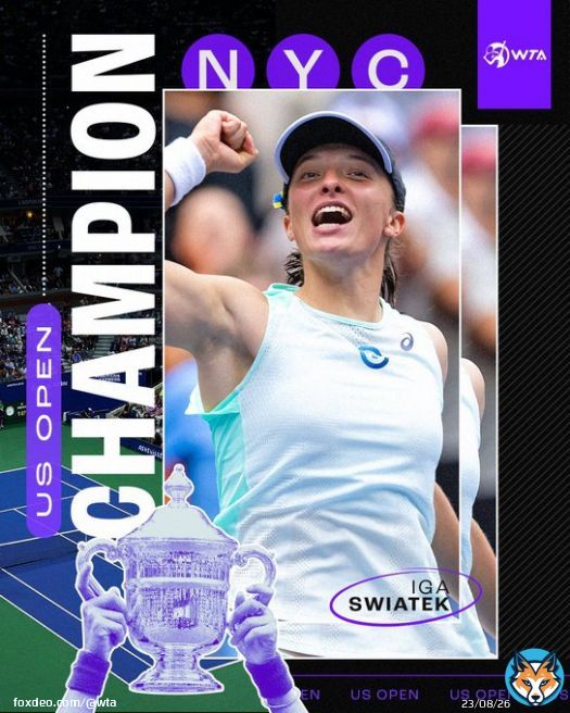 POLAND'S FIRST #USOpen CHAMPION   World No.1 @iga_swiatek defeats Jabeur 6-2, 7-6(5) in New York to clinch her third career Grand Slam title!!