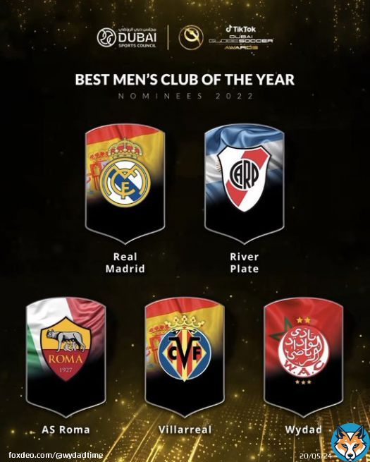 OFFICIEL  Le Wydad a été nominé aux prestigieux Globe Soccer Awards dans la catégorie club de l’année !  Fierté