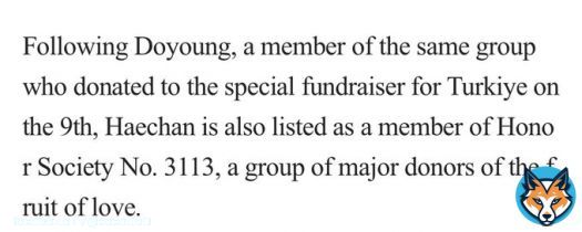 Haechan following doyoung as a member of honor society being no.3113, doyoung is member no. 3112 so they are side by side! Thank you boys for you generous donation that will help the victims of the earthquake