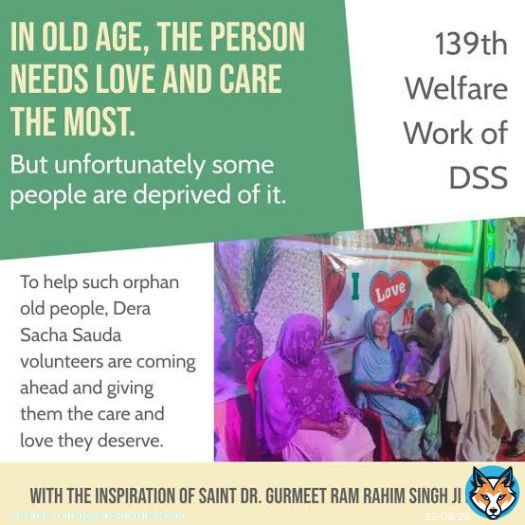 #ElderlyCare In old age the person needs love and care the most. To help such orphan old people, DSS volunteers are coming ahead and giving them care and love for the guidance of #SaintDrMSG  @DSSNewsUpdates  @insan_honey