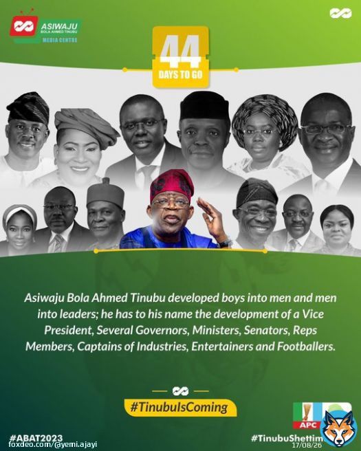 One of the reasons I&rsquo;m supporting asiwaju is because of his ability to assemble talented people to work with him. A president is not just one person, it&rsquo;s the quality of people you have around to give credible advice on important issues. #TinubuIsComing