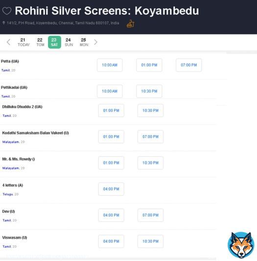 #petta having more shows than all others new releases like #DhillukuDhuddu2 #dev and old releases like #viswasam for this saturday at @RohiniSilverScr