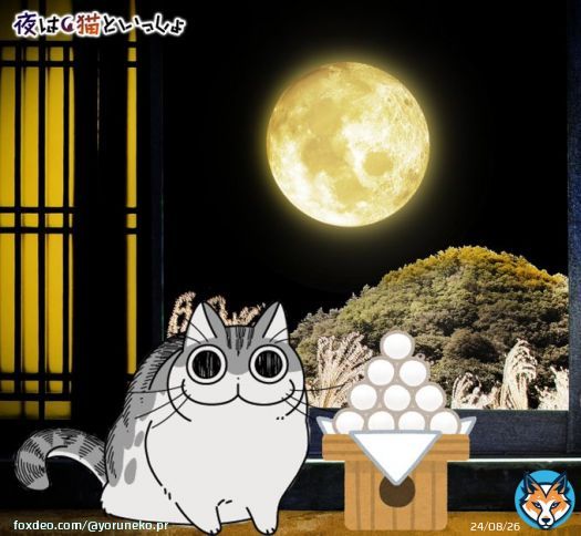 9月10日は #中秋の名月  #キュルガ もギリギリ滑り込みでお月見  みなさんもお月さま見ましたか？  #お月見 #十五夜 #夜は猫といっしょ