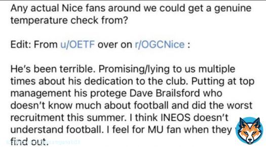 A Nice fan on Sir Jim Ratcliffe. Basically he is saying SJR is a British Glazer