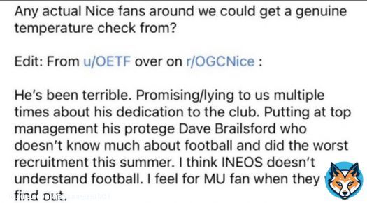 A Nice fan on Sir Jim Ratcliffe. Basically he is saying SJR is a British Glazer
