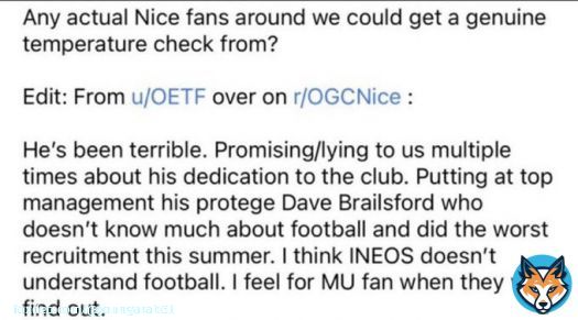A Nice fan on Sir Jim Ratcliffe. Basically he is saying SJR is a British Glazer