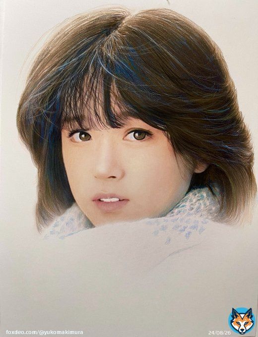 途中絵ですが 中森明菜ちゃんです 応援しています 頑張って  #中森明菜  ちゃん  #色鉛筆画   #復活  #まきむらゆうこ