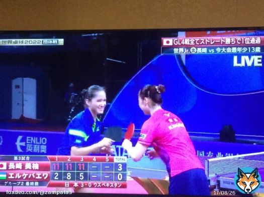 世界卓球女子　長崎美柚選手の対戦相手　 ｳｽﾞﾍﾞｷｽﾀﾝのエルケバウア選手（13歳） 最後の　握手のcuteな笑顔に私も &ldquo;貴女と対戦できて楽しかった幸せです&rdquo;に見えた  これからどんどん強くなってくださいね ライバルだけど応援します  テレ東
