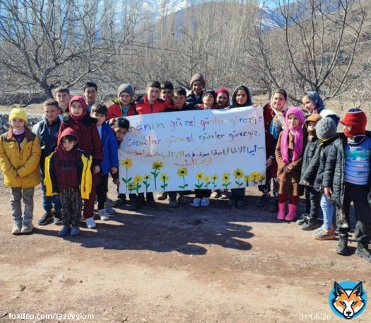 Expressing the sympathy of the earthquake-affected children of Khoy city with the earthquake victims of Turkey and Syria:) We are all together everywhere in the world! #Syria #Turkey #Khoy #MahsaAmini