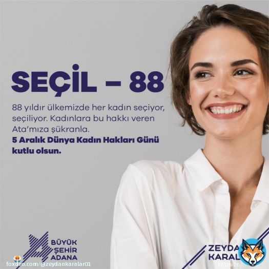 88 yıldır &uuml;lkemizde her kadın se&ccedil;iyor, se&ccedil;iliyor. Kadınlara bu hakkı veren Ata'mıza ş&uuml;kranla...  #5AralıkD&uuml;nyaKadınHaklarıG&uuml;n&uuml; kutlu olsun.