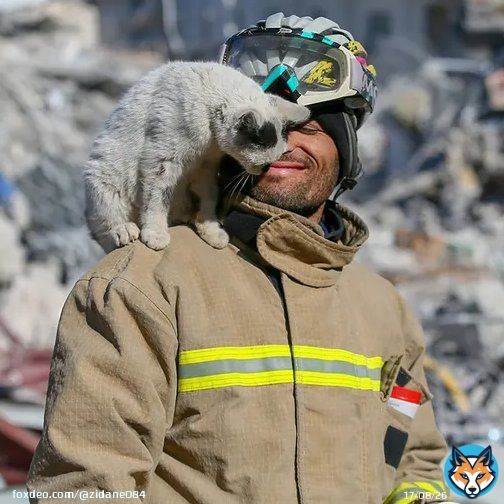 He saved her from the rubble, and she will now stay by his side for the rest of his life. A picture for a rescue worker and a cat he saved after the #earthquake in #Turkey. As a fellow rescue worker, I understand the tremendous psychological impact that these creatures can have.