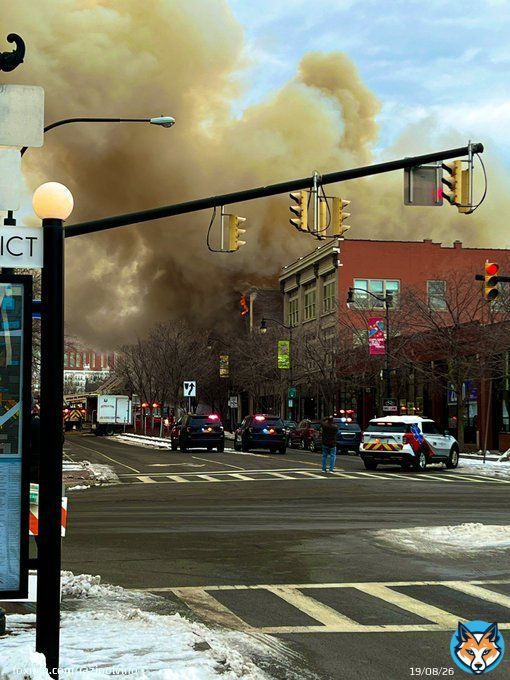 Buffalo Fire Department working a 4th Alarm in a commercial building, heavy fire throughout. Main St., Downtown Buffalo, NY. #Fire #FireDepartment #Firefighter #BuffaloNY