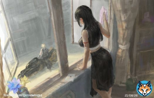 Window  The song 'Perfect' by Ed Sheeran poped up when I was drawing this, never found not a song's lyric which is soo match these two lovers     #cloti #Tifa #TifaLockhart #クラティ #FF7Remake #FF7AC