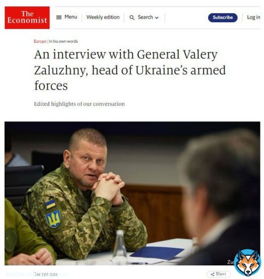 Главнокомандующий ВСУ Валерий Залужный в интервью The Economist:  'При всем уважении к господину Суровикину, если посмотреть на него, то это обычный командир времен Петра I, скажем так, держиморда. Смотришь на него и понимаешь, что либо ты выполняешьь задание, либо тебе конец'..