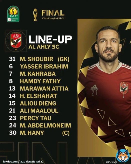 #CAFCL   CAF Champions League Final first Leg Lineups  @AlAhlyEnglish   vs  @WACofficiel   Cairo International Stadium   Kick-Off 20h00  #TotalEnergiesCAFCL #CAFCLFinal