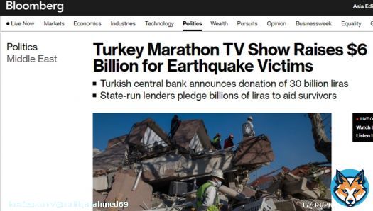 A seven-hour show broadcast on hundreds of TV and radio channels in Turkey raised 115.1 billion liras ($6 billion) in aid for survivors of the February 6 twin earthquakes, with the country&rsquo;s central bank leading the donation drive.