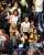 Bad Bunny, Kendall Jenner, Kim Kardashian y North West anoche en el juego de los Lakers.