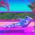 an astronaut lounging in a tropical resort in space, vaporwave