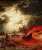 Marcus Larson (1825&ndash;1864), 'Ocean at Night with Burning Ship' (detail), oil on canvas, Private collection.  Larson was one of Sweden's foremost 19th-century landscape painters. His paintings were known for being dramatic and primarily depicted 