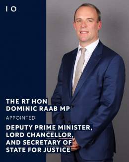 The Rt Hon Dominic Raab MP @DominicRaab has been appointed Deputy Prime Minister, Lord Chancellor, and Secretary of State for Justice @MoJGovUK.    #Reshuffle