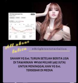 The Lisa hasn't been released yet, it's just a rumor, how come YG shares have dropped,What if Lisa really comes out ???,  LISA LEAVE YG #GetThatMoneyLISA #FreeYourselfLISA