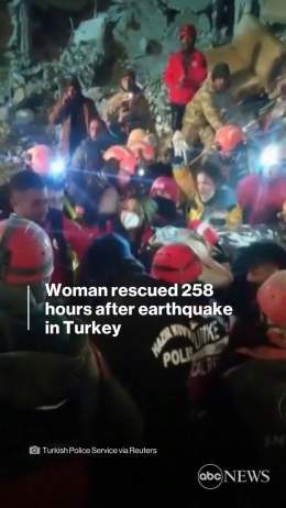 MIRACLE RESCUE: A woman was pulled from the rubble alive in Turkey, more than 10 days after a devastating earthquake hit the region killing over 41,000 people.