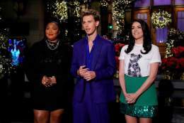 Lizzo, Austin Butler, and Cecily Strong in Studio 8H during SNL Promos on Friday, December 16th, 2022