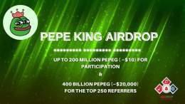 Pepe King #Airdrop  Reward: Up to 200M PEPEG (~$10) + 400B PEPEG (~$20K) referral pool   Start the airdrop bot    Do the tasks on the bot &amp; submit your data   Details:   #Airdrops #AirdropDet #PepeKing #Bitcoin #AirdropDet